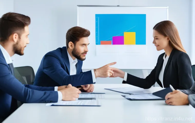 번역사가 준비해야 할 계약서 필수 항목 - A diligent female translator, approximately 30 years old, with her hair neatly tied back, wearing a ...