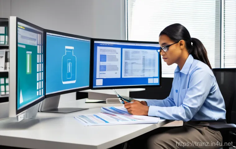 번역사의 하루 일과 - **Prompt 2: Human Translator's Creative Refinement with AI Assistance**
    A male translator in his...